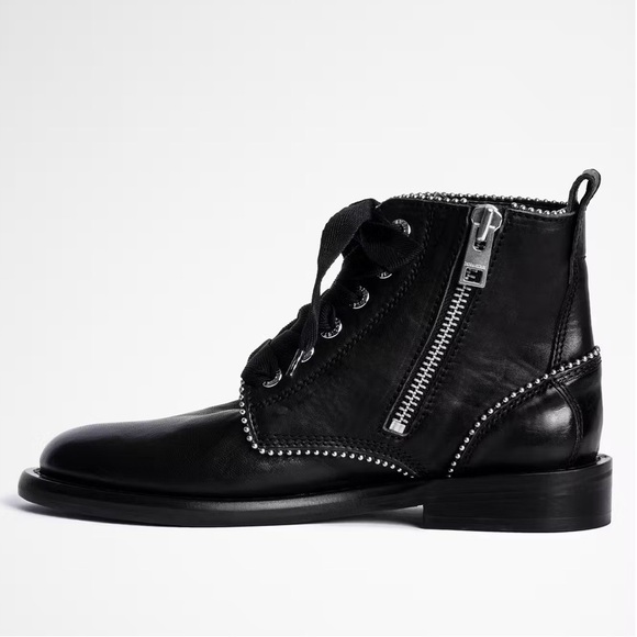 Zadig & Voltaire Black Ankle Boots with Silver Accents - Picture 5 of 16